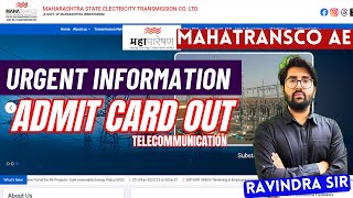 MAHATRANSCO AE 2023  Exam date  admit card out  telecommunication  ravindra sir [upl. by Sirhc727]