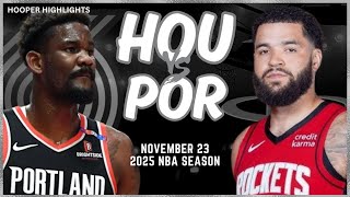 Portland Trail Blazers vs Houston Rockets Full Game Highlights  Nov 23  2025 NBA Season [upl. by Annayram]