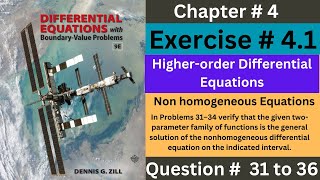 EX  41  Q  31 to 36  Nonhomogeneous Equations  Solution  ODE [upl. by Notserk]