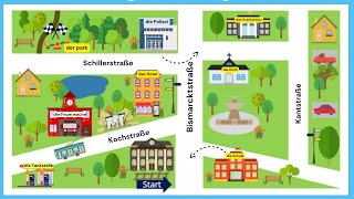 Wegbeschreibung directions Deutsch lernen  lernen German Easily A1A2 [upl. by Fesoj]