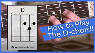 Super Easy First Guitar Lesson  Guitar Lessons For Beginners  Stage 1  The D Chord [upl. by Zsa Zsa]