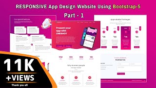 Responsive App Design Website Using Bootstrap 5  Bootstrap 5 Responsive Website Design  Part1 [upl. by Balfore]