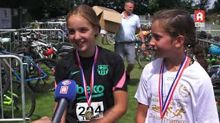 Kinderen gaan sportieve uitdaging aan bij Junior Triathlon in HazerswoudeDorp [upl. by Riki198]