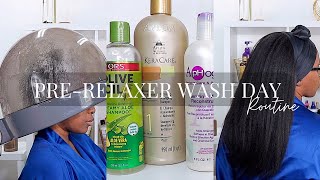 PreRelaxer Wash Day Routine  How I Prep My Hair For Relaxer Day  Relaxed Hair [upl. by Lednam]