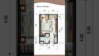 Floor Plan Micro Studio Apartment 22 Sqm Tiny Flat [upl. by Arraek]