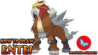 How To Draw Entei Pokemon  Drawing Animals [upl. by Ettenad]