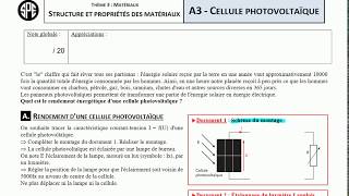 Spé T3A3  Cellule photovoltaïque partie A [upl. by Elo]