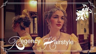 Regency Updo ⊰ Historical Hairstyle ⊱ Simple Bun and Silk Turban Bow [upl. by Fullerton]