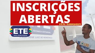 INSCRIÇÃO ETE PE 2024 SUBSEQUENTE [upl. by Abekam]