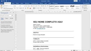 Como Fazer um Currículo Simples no Word em 5 Minutos  Currículo Rápido e Fácil [upl. by Delphine]