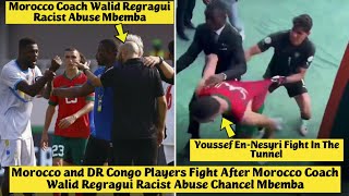 🤯 Morocco and DR Congo Players Fight After Morocco Coach Walid Regragui Racist Abuse Chancel Mbemba [upl. by Dwan]