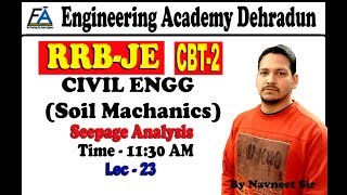 LEC23 SOIL MECHANICSSEEPAGE ANALYSIS RRB JESSC JE [upl. by Norvin781]