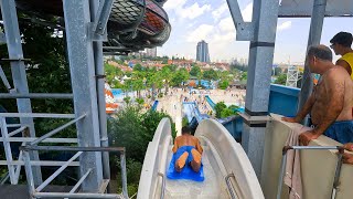 Uphill Downhill Water Slide at Aqua Club Dolphin Istanbul [upl. by Ellekcim]