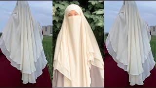 2 Layers Circular Khimar With Niqab Cutting And Stitching Double layered scarf  Hijab cutting [upl. by Ykceb]