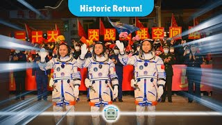 Chinas Shenzhou18 Astronauts Safely Return After Historic SixMonth Mission [upl. by Arretahs]