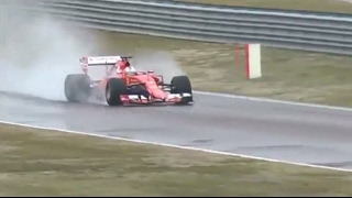 F1 2017  Pirelli Wet Tyre Test Fiorano  Sebastian Vettel drives a modified SF15T 090217 [upl. by Drofwarc758]