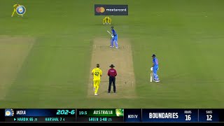 1st Mastercard IND v AUS T20I  Pandyas powerful finish [upl. by Dulcine400]