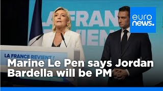 Marine Le Pen says Jordan Bardella will be prime minister if far right wins election  euronews 🇬🇧 [upl. by Anaert]