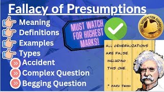 fallacy of presumption and its types with examplespresumption and burden of proof [upl. by Nobell]