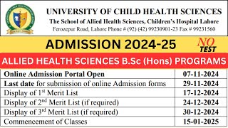 University of Child Health Sciences UCHS Lahore Admissions 202425 DPT amp Allied Health Sciences [upl. by Johnette264]