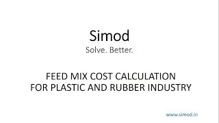 FEED MIX COST CALCULATION FOR PLASTIC AND RUBBER INDUSTRY [upl. by Epps60]