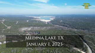 Drone View of Medina Lake TX Water Level 64 on January 1 2023 drought djimini3pro [upl. by Kcirdnekal296]