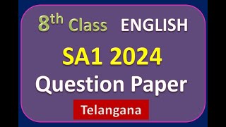 8th Class English Question Paper SA1 2024 Hyderabad Telangana FocusEducation432 [upl. by Mahseh]