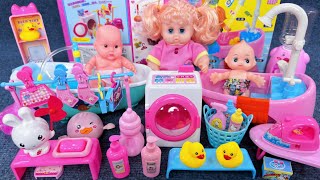 16 Minutes Satisfying with Unboxing Pink Bathtub Playset，Laundry Toys Collection ASMR  Review Toys [upl. by Stokes]