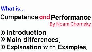 Competence and Performance Linguisticcompetencevsperformance competence performance [upl. by Aroc982]