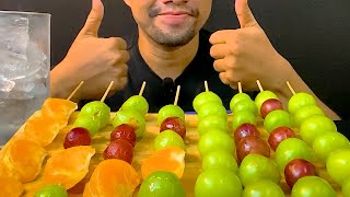 TANGHULU CANDIED FRUITS Orange  GRAPE TANGERINE ASMR EATING SOUNDS [upl. by Garneau525]