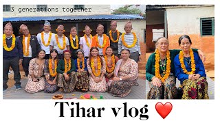 2081 Tihar vlog  3 generations celebrating together  Dilisha Bhujel [upl. by Llerrehs]