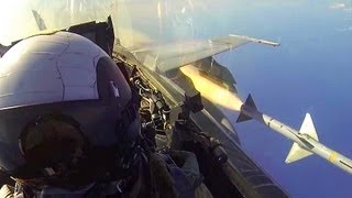 Cockpit View FA18C Hornet Fires AIM7 Sparrow Missile [upl. by Ymmac]