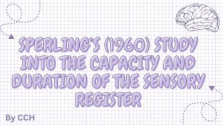 AQA ALEVEL PSYCHOLOGY  Memory Sperling’s 1960 study [upl. by Limemann46]