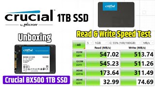 Crucial BX500 1TB SATA SSD Unboxing amp Actual Speed Test  Crucial SSD Read amp Write Speed Test [upl. by Loni411]