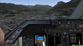 FSX PMDG 747 Landing  Innsbruck Kranebitten LOWI Cockpit view 1080p [upl. by Alroi]