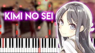 Kimi no Sei  Seishun Buta Yarou wa Bunny Girl Senpai no Yume wo Minai OPsynthesia piano tutorial [upl. by Dunc]