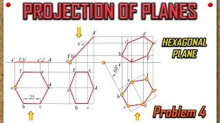 PROJECTION OF PLANESRecreatedLecture 4  Hexagon with surface inclined to HP and diagonal to VP [upl. by Neelcaj582]