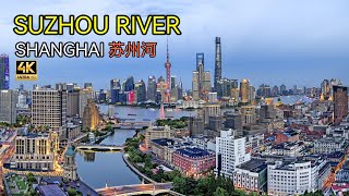 Shanghai Best City Tour Route Walking Along Suzhou River 25km to The Bund  China City Walker 4K [upl. by Ylrevaw]