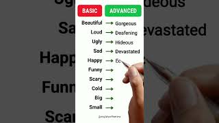 Basic VS Advanced English Adjectives shorts adjectives speakenglish englishwords ytshorts [upl. by Aizek]