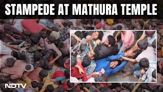 Stampede At Mathura  Devotees Injured During Stampede At PreHoli Event At Mathura Temple [upl. by Taber]