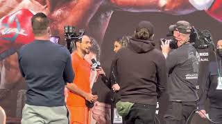 Thurman Tells Barrios “ You Getting Knock F Out “ Right After Weigh In EsNews Boxing [upl. by Idram]