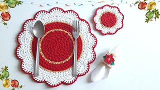 😍 POSAVASO Y PORTA SERVILLETAS NAVIDEÑO A CROCHET  TUTORIAL PASO A PASO 😍 [upl. by Roderick816]