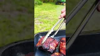 OUTDOOR COOKING Smoked Ribs with dry rub shorts bbq outdoorcooking smokedmeat cooking [upl. by Ardiedal662]