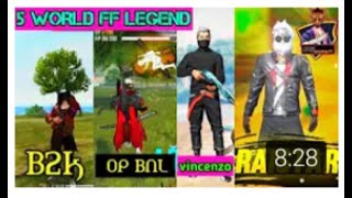 5 WORLD FF LEGEND ON TIKTOK B2k BNL VINCENZO RAISTAR ANKUSH ARIF GAMING FFPART2 [upl. by Dubenko]