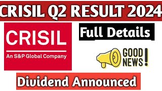 Crisil Q2 Result 2024Crisil Q2 Share latest news 2024Crisil Share good news 2024 [upl. by Inamik]