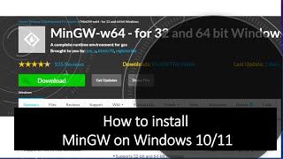 How to download and install MinGW w64 compiler on Windows 1011 [upl. by Kosey]