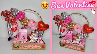 DIY REGALO ECONOMICO PARA SAN VALENTIN ARREGLO CON GLOBOS PELUCHE Y CHOCOLATES [upl. by Notak]