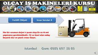 İş makineleri G sınıfı Forklift Ehliyeti 2022 Sınav Soruları 8 [upl. by Mail]