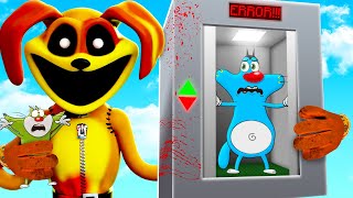 Roblox Oggy Trapped In Scary Elevator With Day Dog Of Smiling Critters [upl. by Eilahs221]