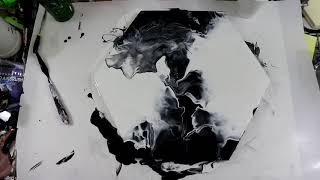 233 Black and White Airbrushed Acrylic Pour [upl. by Eelessej]